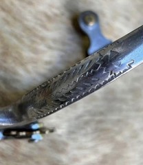 Pair Adult Western Spurs Embossed Design Brass Rowels