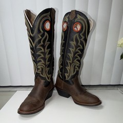 Tony Lama RR1002 Buckaroo Men’s Western cowboy Boots 10D Brown Black Leather