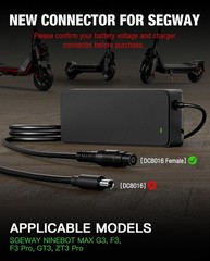 53.6V 2A Adapter Charger for Segway Ninebot GT3, Max G3, ZT3 Pro, F3, and F3 Pro
