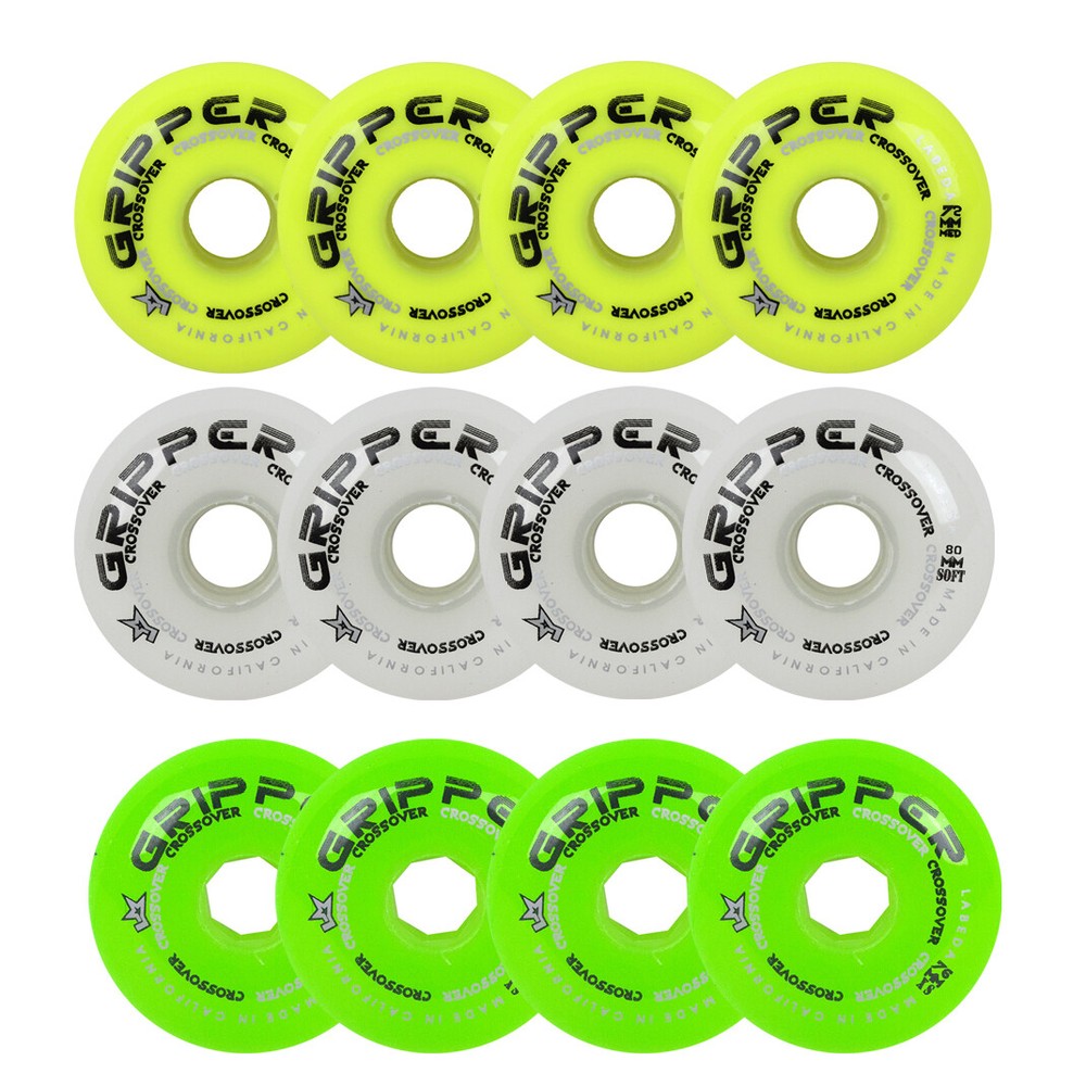 Labeda Roller Hockey Wheels Gripper Crossover Set of 4 – Choose Color / Size
