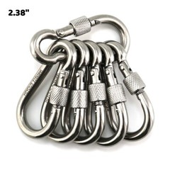 6Pcs 1/4″ Heavy Duty Locking Carabiner Clips Stainless Steel Outdoor Marine