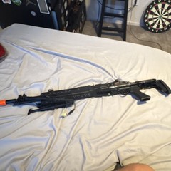 G&G Electric Airsoft Rifle AEG Folding Stock Black w/ Orange Tip