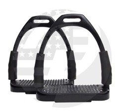 HORSE FLEXIBLE SAFETY BLACK STIRRUPS (4.75’’) RIDING BENDY IRON STEEL