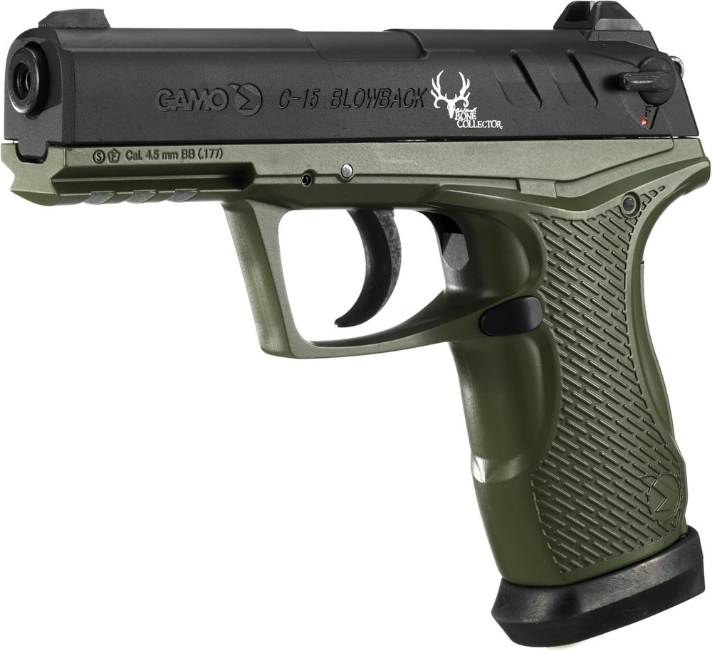 Gamo Bone Collector CO2 .177 Caliber/BB Dual Ammo Air Pistol, Black/OD Green