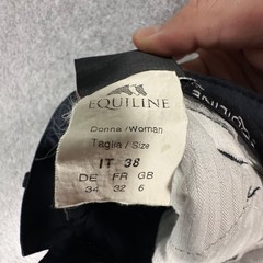 Equiline Riding Breeches Women Size IT 38 GB 6 Black Full Seat Silicone Grip
