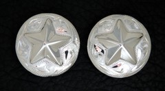 2 – 1″ Silver Hand Engraved Western Conchos with Star