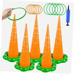 5 Pack Easter Inflatable Ring Toss Game, Outdoor Easter Games Set with Orange