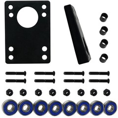 Longboard Refresh Kit – Abec 7 Bearings, Angled Risers, 1.5″ Hardware, Spacers