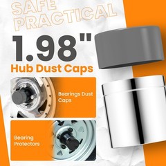 1.98 Inch Bearings Bras Grey Rubber Caps Trailer Wheel Hub Gray-4Pcs