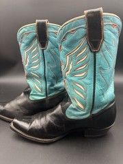 1950’s Acme cowboy boots size 8.5 D. Shorty black & turquoise eagle Inlay Rare!