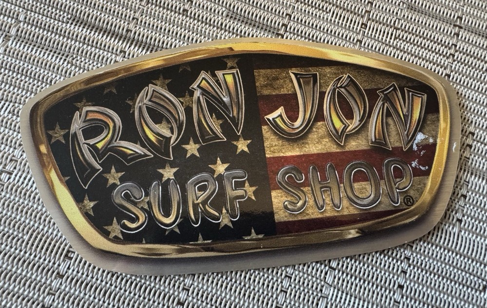 RON JON Surf Shop Surfing Glossy Promo Advertising sticker American Flag Version