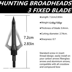 12PCS Archery 100 Grain Hunting Broadheads Stainless Steel Arrowheads with Case
