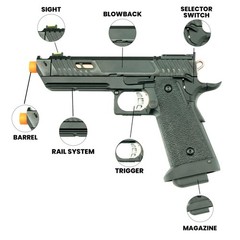 Airsoft Pistol GBB Gas Blowback Semi Auto – SRC NIGHT VIPER 320 FPS w/ 6mm BBs