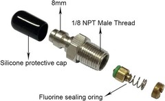 8mm Quick-Disconnect Plug Adapter, Stainless Steel 1/8″ NPT 1/8 Inch,