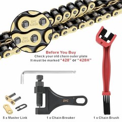 DYC 428H Motorcycle Chain 122 Links(Gold/Black) with Master Links, Chain