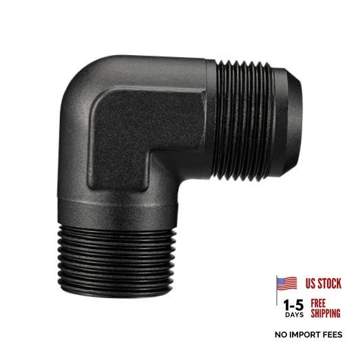 16AN Male Flare to 1″ NPT Pipe 90 Degree Fitting Adapter Aluminum Black