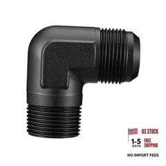 16AN Male Flare to 1″ NPT Pipe 90 Degree Fitting Adapter Aluminum Black