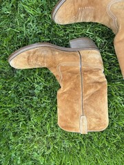 Vtg 1978 Wolverine Durashock Cowboy Boots Wheat Suede Vibram Soles Men’s 9 2E