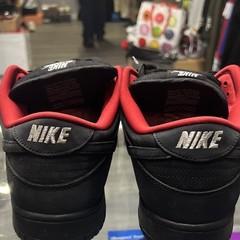 Nike SB Dunk Low Pro x Supreme Black/Red Skate Shoes w/ 94 Heel Embroidery