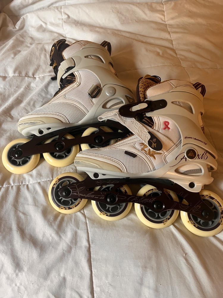 K2 Alexis 80 Pro Women’s Inline Skates Roller Blades Size 7 Pink Ribbon EUC