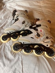 K2 Alexis 80 Pro Women’s Inline Skates Roller Blades Size 7 Pink Ribbon EUC