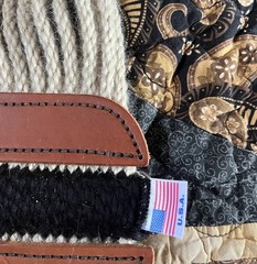 Western Mohair 27 Strand Roper Girth Cinch w/ Leather Middle 36” Made In USA 654