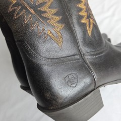 Vintage ARIAT Brown Western Boots Embroidery Decorative Stitching 8.5D