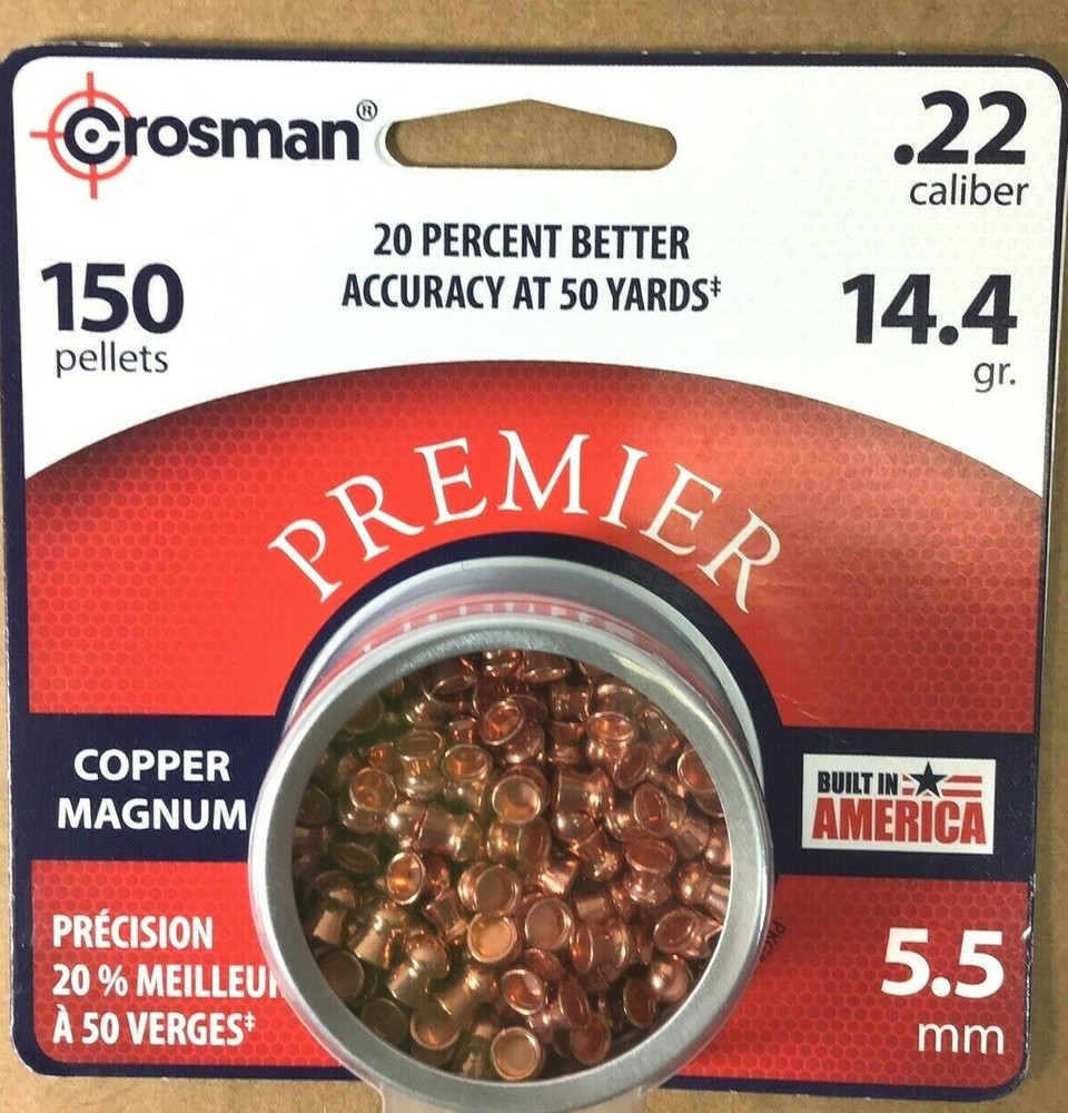 Crosman Premier Copper Magnum Domed PELLETS .22 CAL. TINS OF 150 – C17