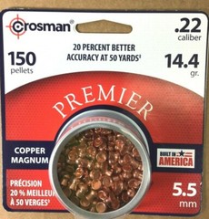 Crosman Premier Copper Magnum Domed PELLETS .22 CAL. TINS OF 150 – C17