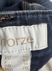 Horze Kaia Womens High Waist Denim Silicone Full Seat Breeches Dark Blue Size 28
