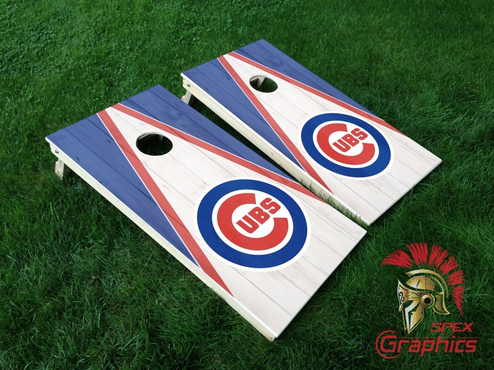 Chicago Cubs Cornhole Board Wraps Laminated Waterproof Non-Fading Vinyl Skins