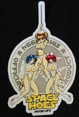 HOOK UPS STICKER VINTAGE «3 SEXY SPACE HOES» 3 X 4 3/4″ GLOSSY