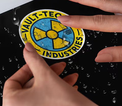 Vault-Tec Logo Waterproof Vinyl Stickers – 3-Inch Round Durable Self-Adhesive