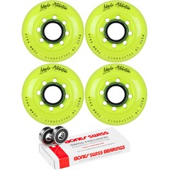 Labeda Inline Roller Hockey Skate Wheels Addiction Yellow 76mm 4 Set Bones Swiss