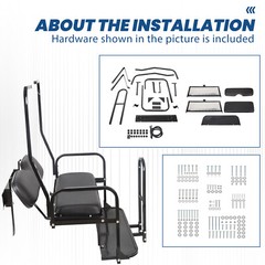 For 1982-2000 Club Car DS Golf Cart Flip Folding Rear Seat Kit w/ Grab Bar black