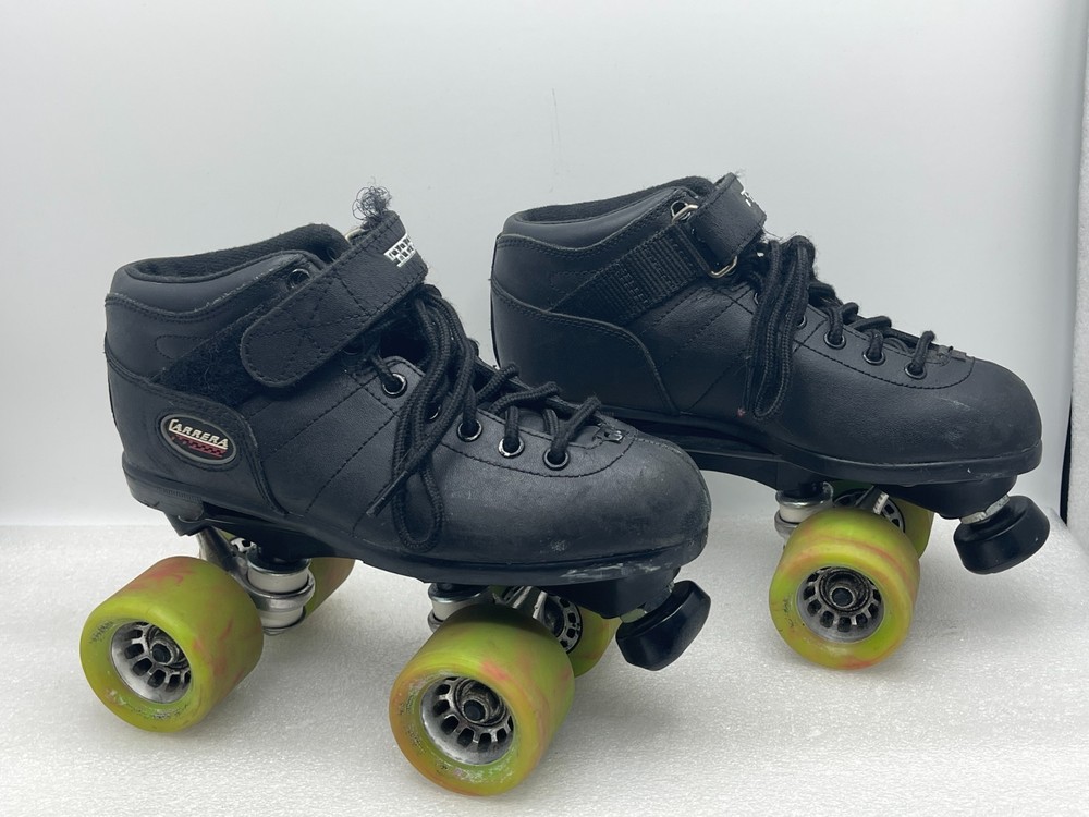 VTG Riedell Carrera Speed Roller Skates Size 5 Black Leather Model 105B