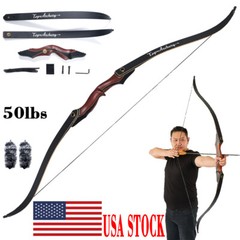 50lbs Archery Hunting Bow Takedown Recurve Bow Right Hand 60″ Wooden Longbow
