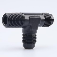 -8 AN Male Flare to 3/8″ NPT on Run 2 x 8AN to 3/8 NPT Flare Tee on Run black
