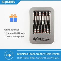 12pcs Archery Field Points 75/100/125 Grains Arrowheads Stainless Steel Field…