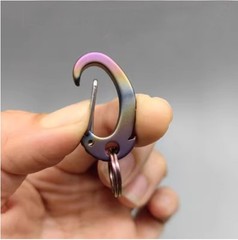 1 PC Small Titanium Alloy Carabiner Spring Snap Hook Clip w/ Keyring Key Holder