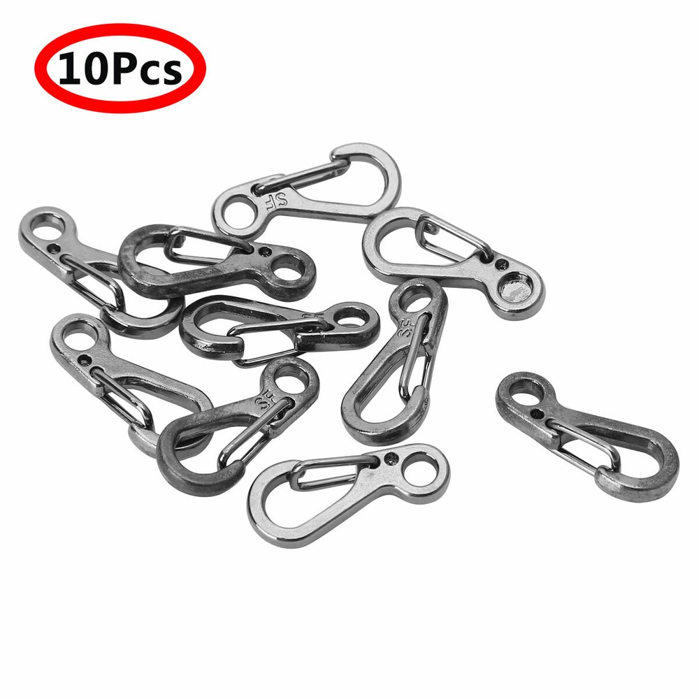 10Pcs Aluminum Alloy Mini Carabiner Clips Tiny Hooks Spring Clasps Keychain A