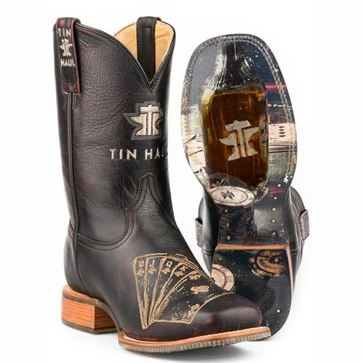 Men’s Tin Haul Royal Flush Boots Handcrafted Square Toe Black