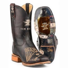 Men’s Tin Haul Royal Flush Boots Handcrafted Square Toe Black