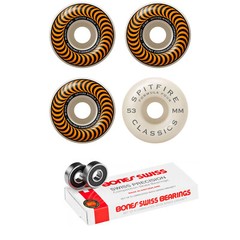 Spitfire Skateboard Wheels F4 Classics 99A Orange 53mm Bones Swiss Bearings