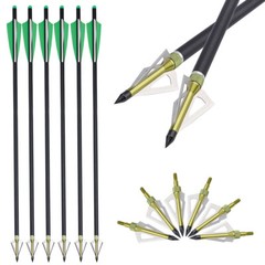 Archery Crossbow Bolts 20 Inch Carbon Arrows Hunting Broadheads Led Nocks Shoot