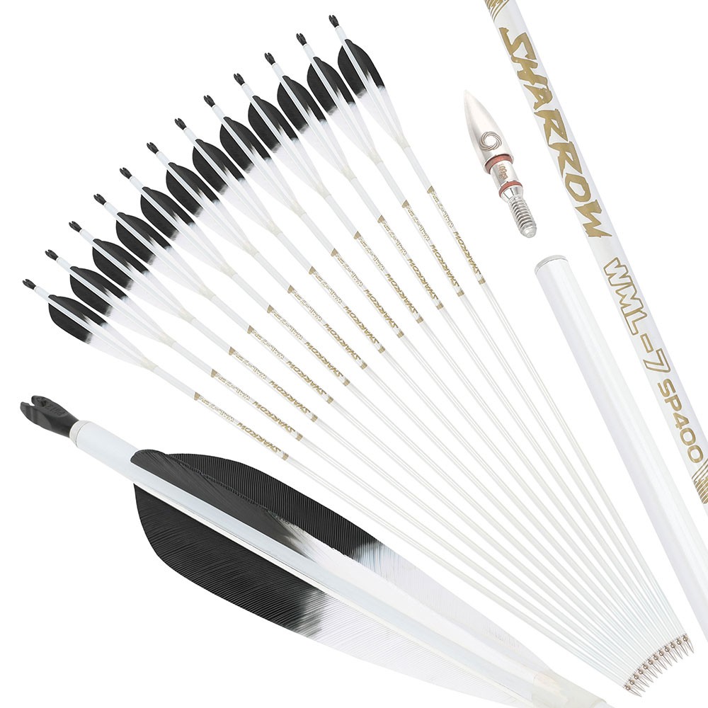 6X 32″ Pure Carbon Arrow SP500 Shaft Feather Compound Recurve Bow Hunting Target