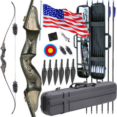 60″ Archery Recurve Bow 25-60lbs Takedown Wood Right Hand Hunting Target Shoting