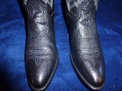 DAN POST MENS BLACK LEATHER BOOTS SIZE 12M DEEP V