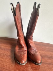 Justin 2301 Brown Leather Western Cowboy Equestrian Boots Made in USA Size 8.5D