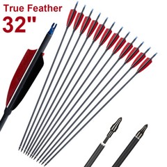 30″/32″ Turkey Feathers Carbon Arrows Spine500 for Compound Recurve Bow Hunting